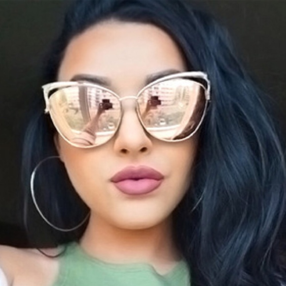 Large Rose Gold Cat Eye Sunglasses